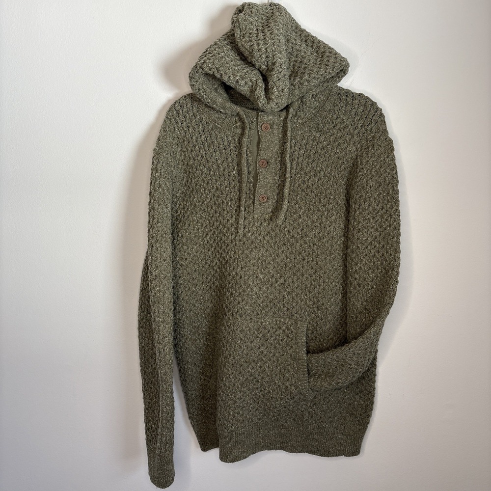 Wellen Knit Headlands Hoodie Fisherman Sweater Men's Large Henley Travel Preppy